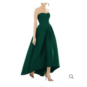 Alfred Sung D699 Strapless High/Low Ballgown in Hunter Green 6 ALTERED